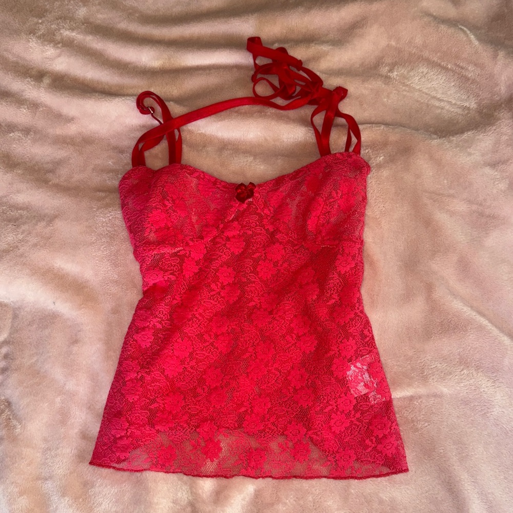 Peachy Den Lace Red Top